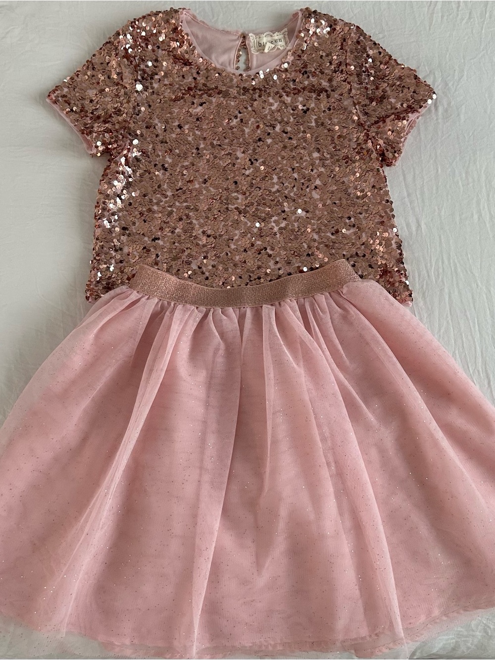 btween Rose Sequin Top & Tulle Trim